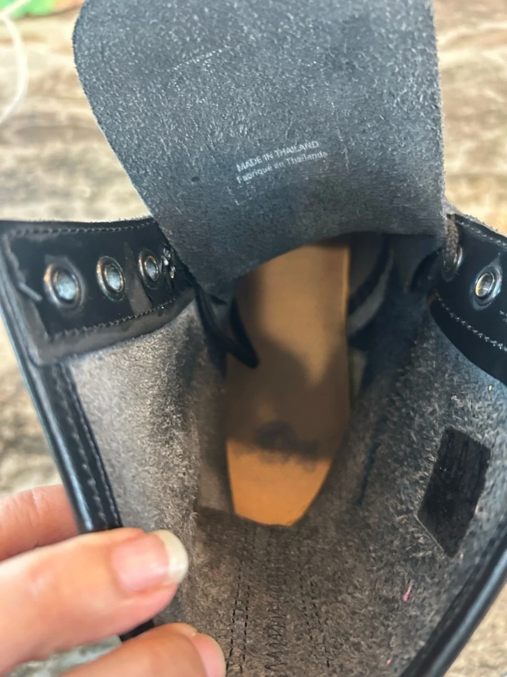 Dr. Martens Black Patent Combat Boots size tag faded 8? Have wear cracking punk - Picture 13 of 16
